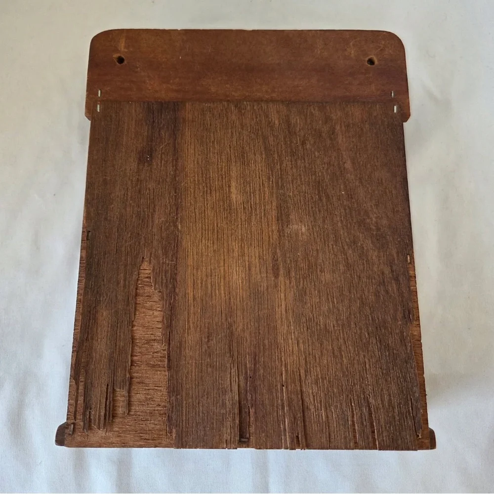 Vintage Wooden Napkin Holder Wall Mount Cottagecore Country Kitchen Floral Fig